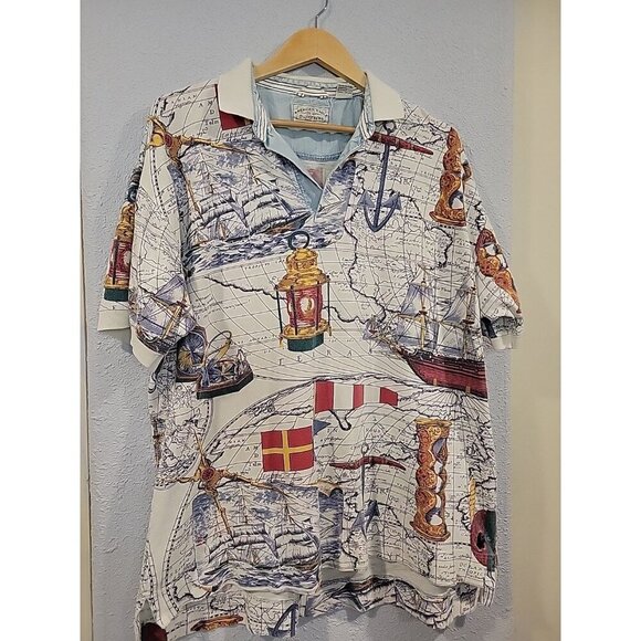 Vintage‎ Mens American Eagle Polo Nautical Cotton Size Large 90's - Picture 2 of 7